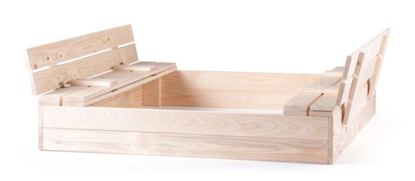 Wooden Sandbox with Benches