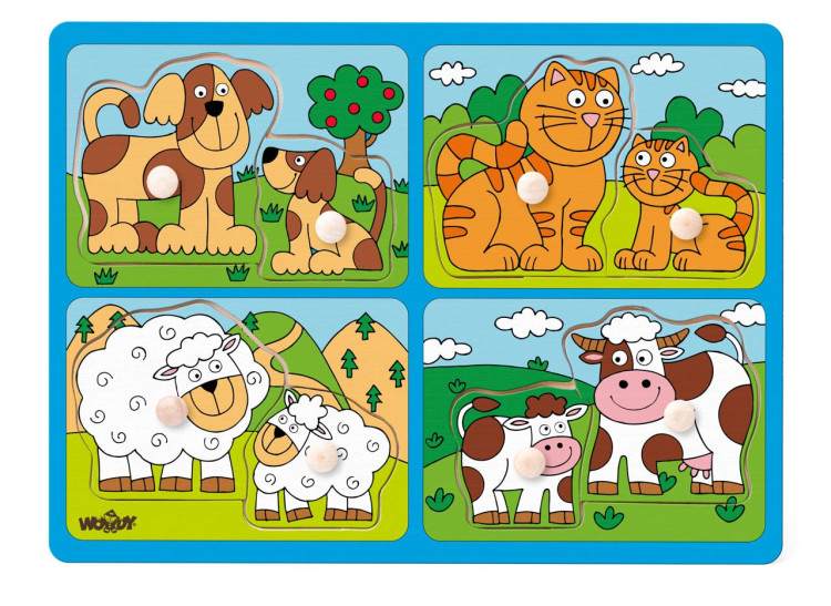 Puzzle on Board with Handles “Domestic Animals” | Wonder 4 Kids